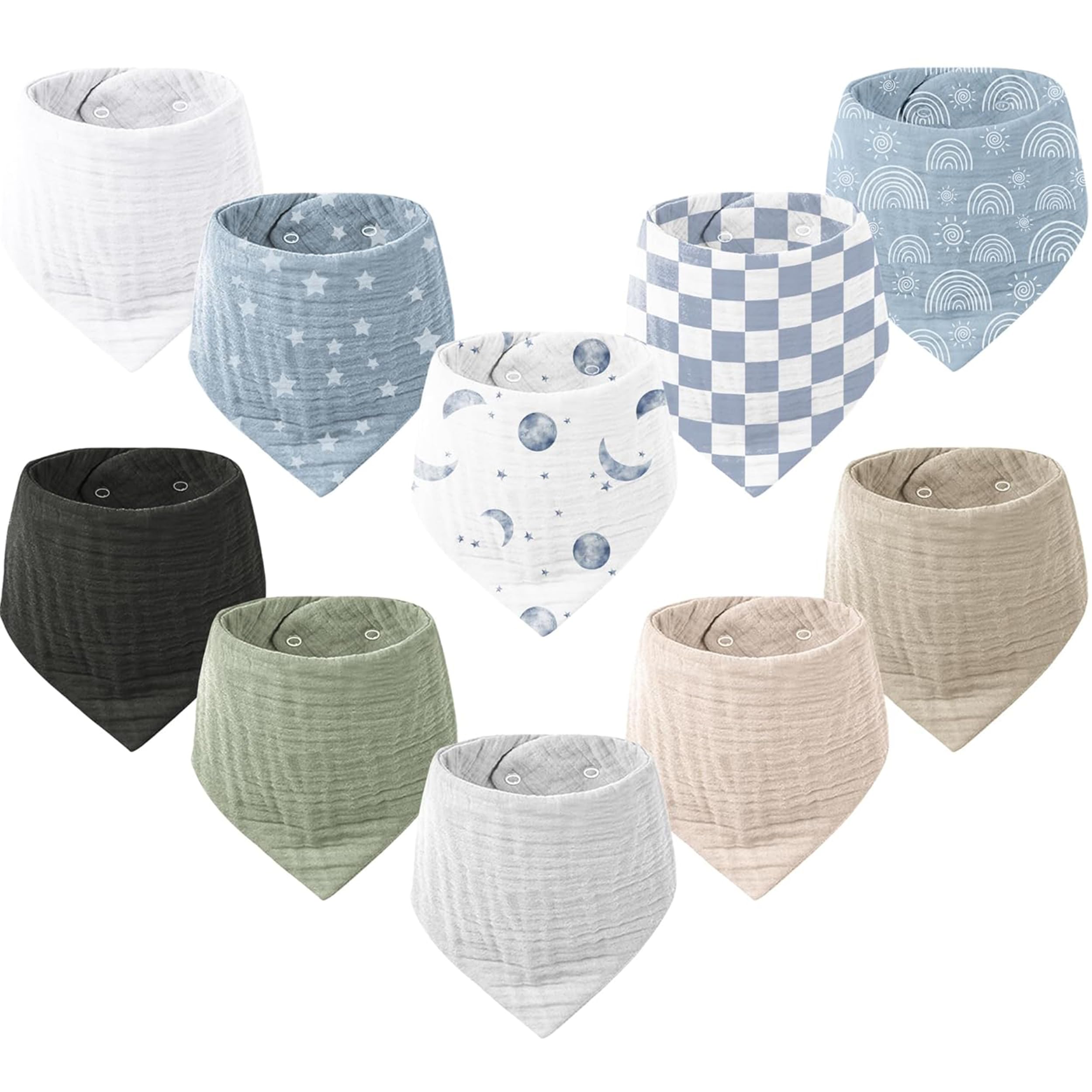 Konssy muslin baby bib bandana duo collection, ideal for teething and drool management.