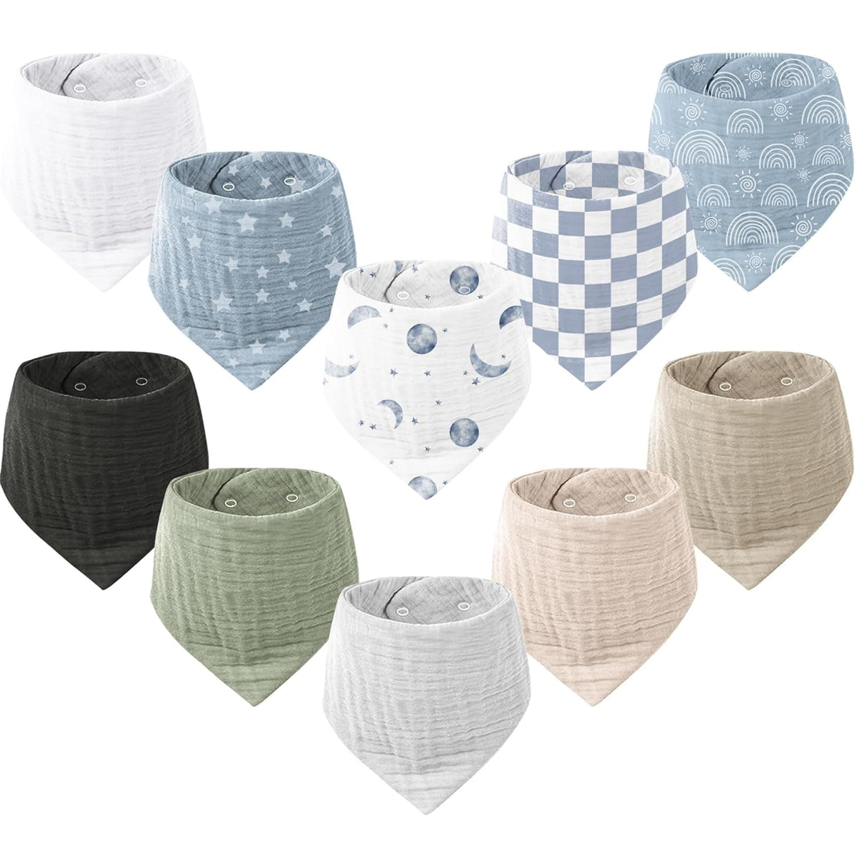 Konssy muslin baby bib bandana duo collection, ideal for teething and drool management.