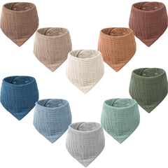 Konssy muslin baby bibs in a 10-color set, highly absorbent for drool