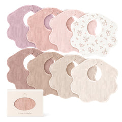Konssy Muslin Baby Bibs 8-pack: soft cotton bibs offer gentle absorption.