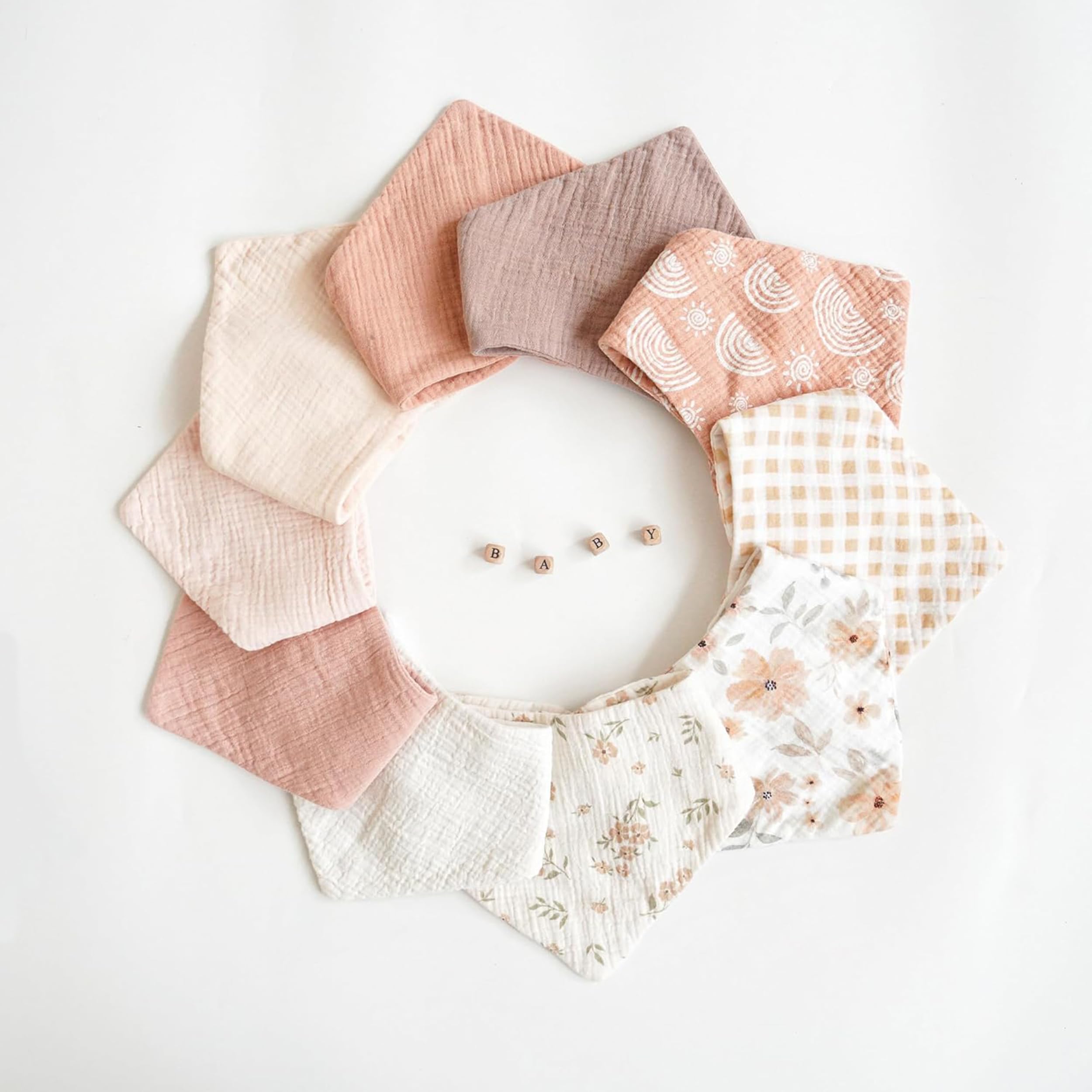 Konssy Muslin Baby Bibs – adjustable snaps for growing babies