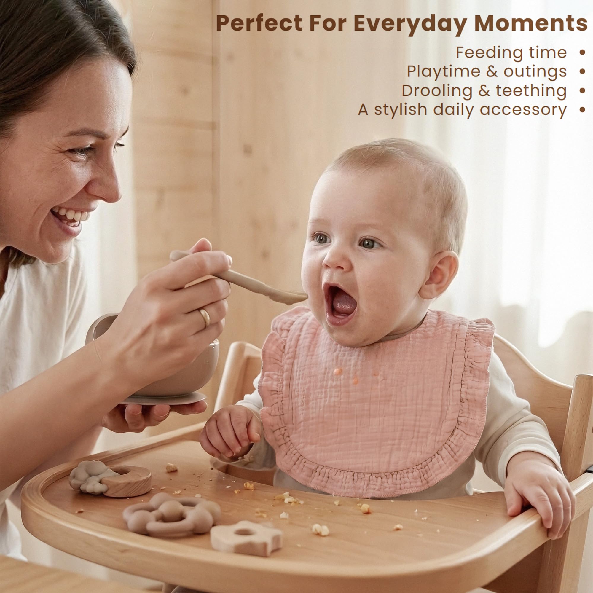 From newborn to toddler use with Konssy bibs