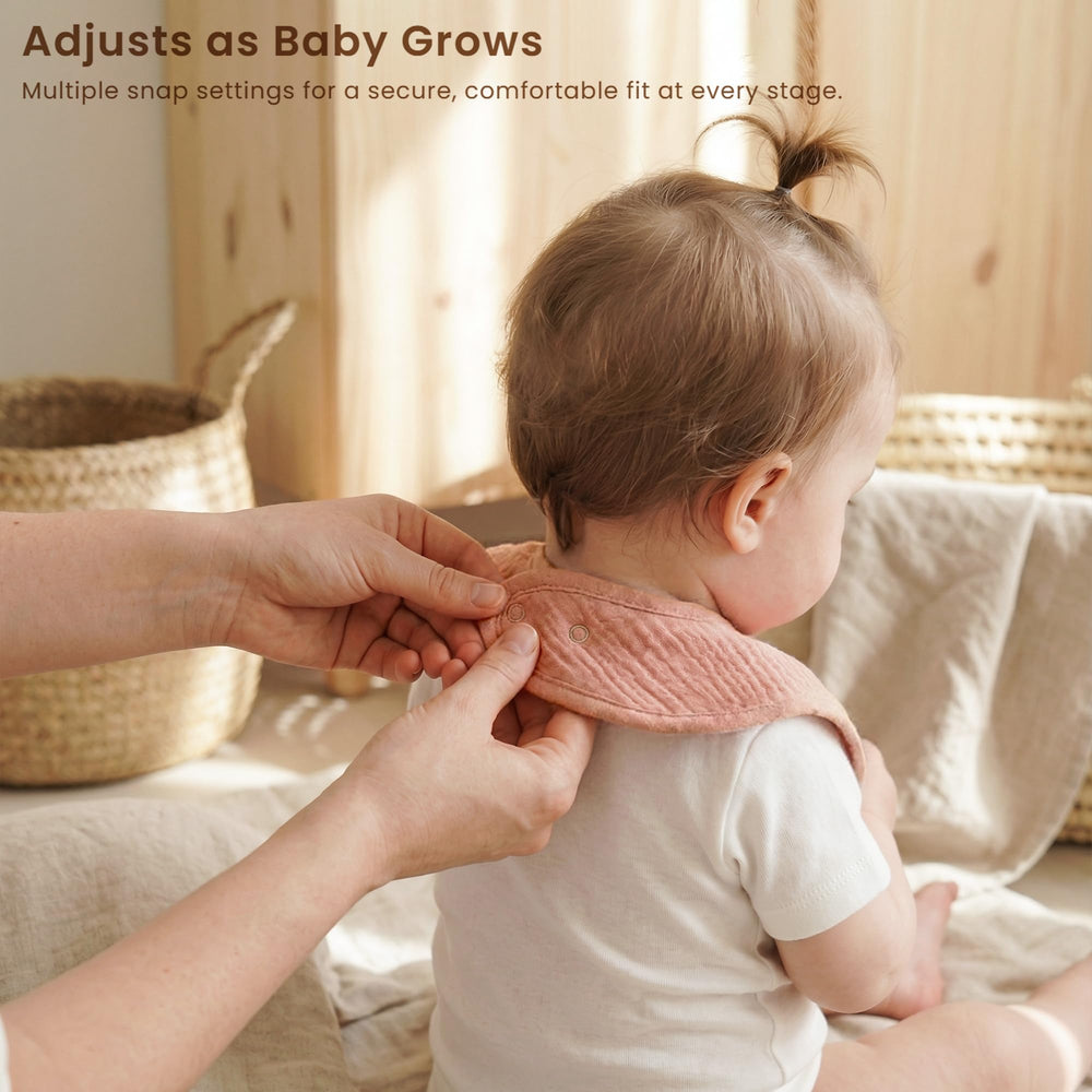 Konssy Muslin Baby Bibs are machine washable for easy cleaning.