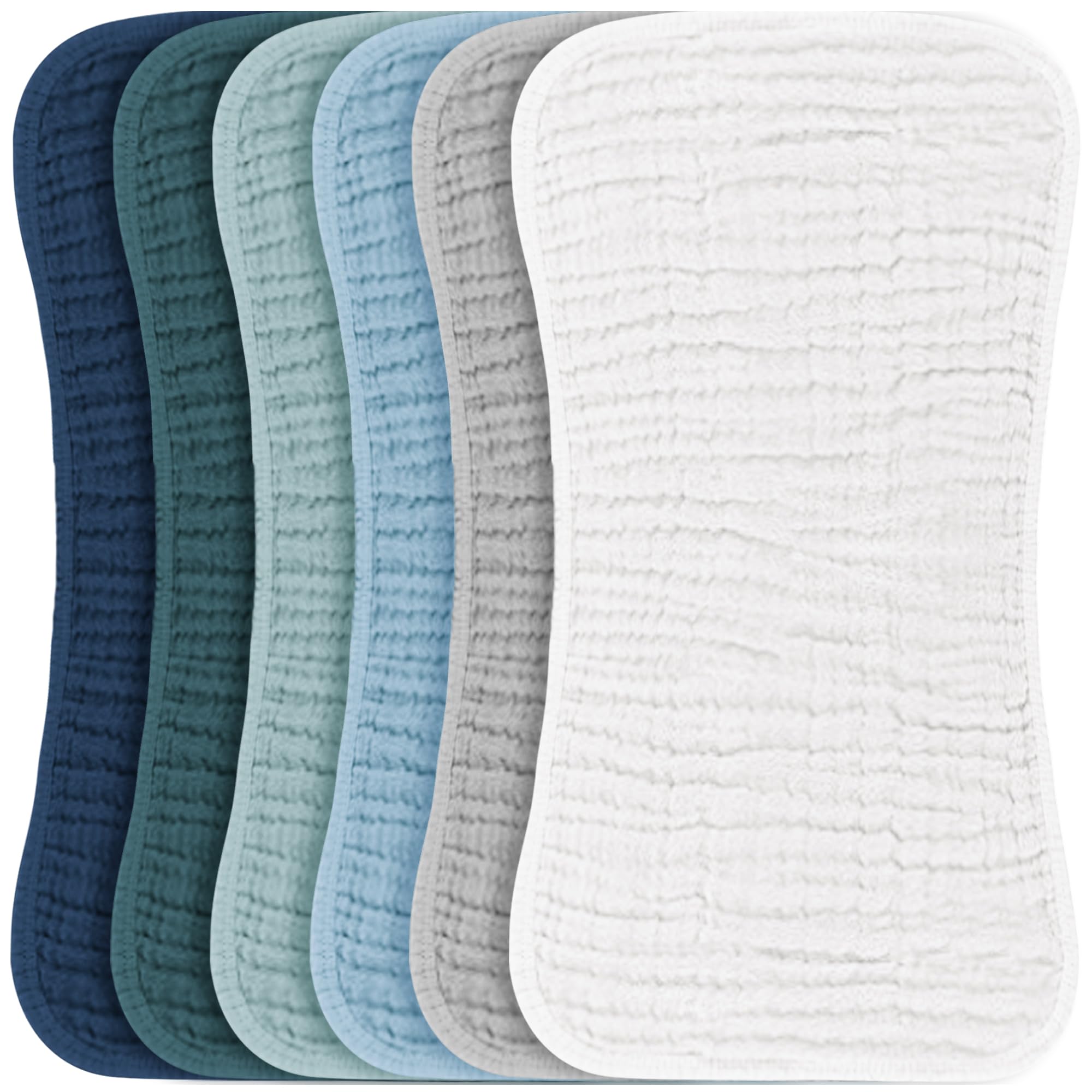 Konssy muslin burp cloths 6-pack flat lay, soft and absorbent