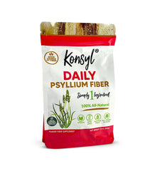 Konsyl psyllium bottle pour showcasing convenient daily fiber for digestive support