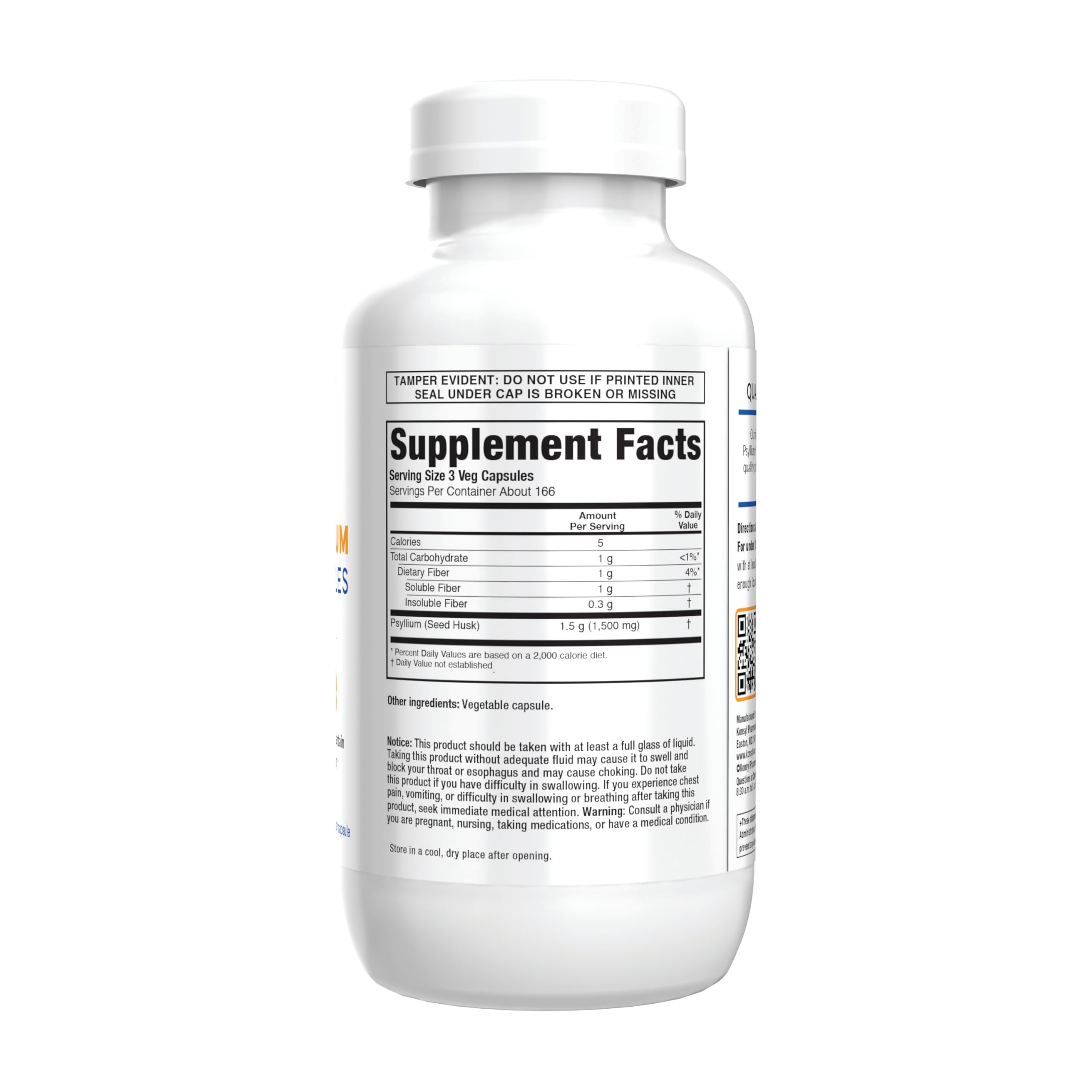 Konsyl capsules opened for easy mixing with beverages as a daily fiber option.