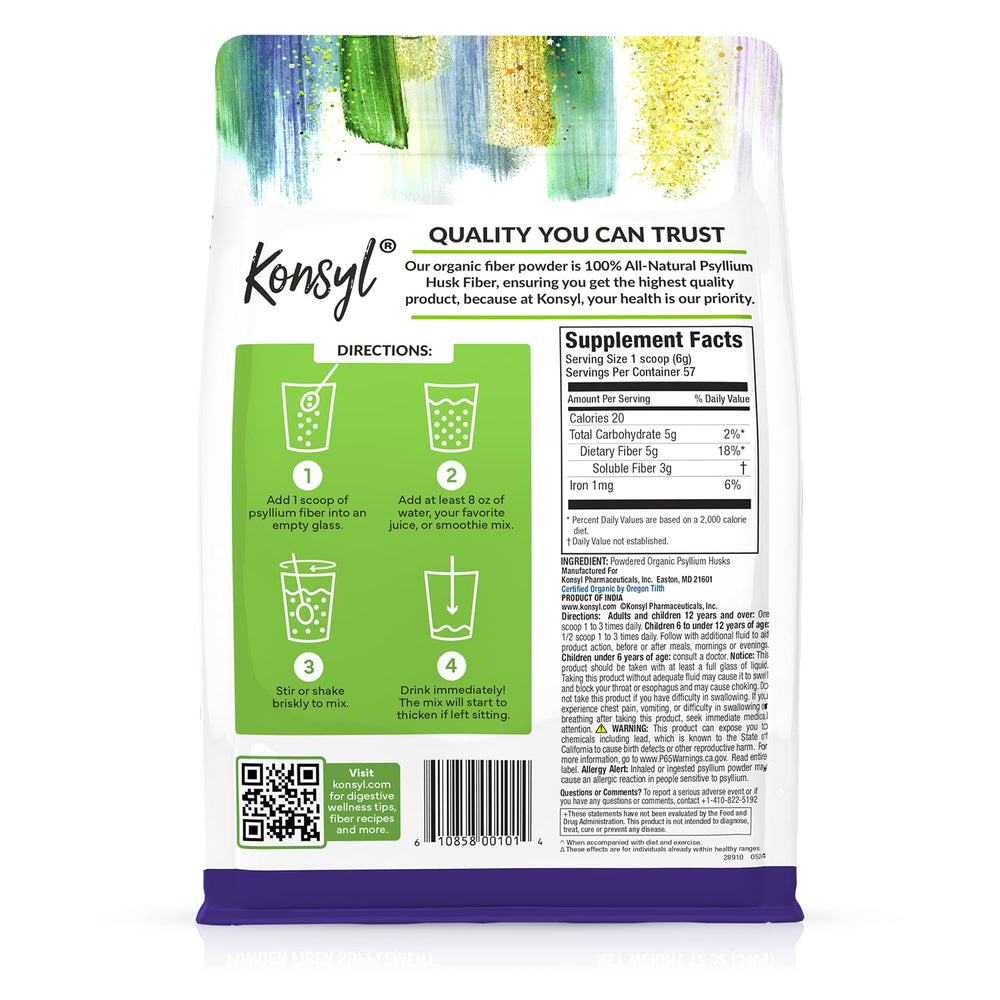 Konsyl psyllium husk powder kitchen-use daily fiber in keto and vegan diets.