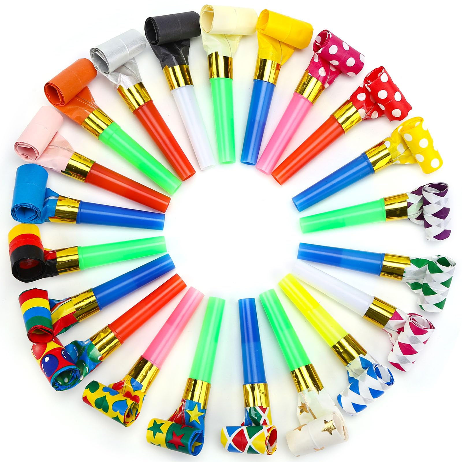 Koogel polka-dot and hearts blowouts enhance party decor and goodie bag filler.