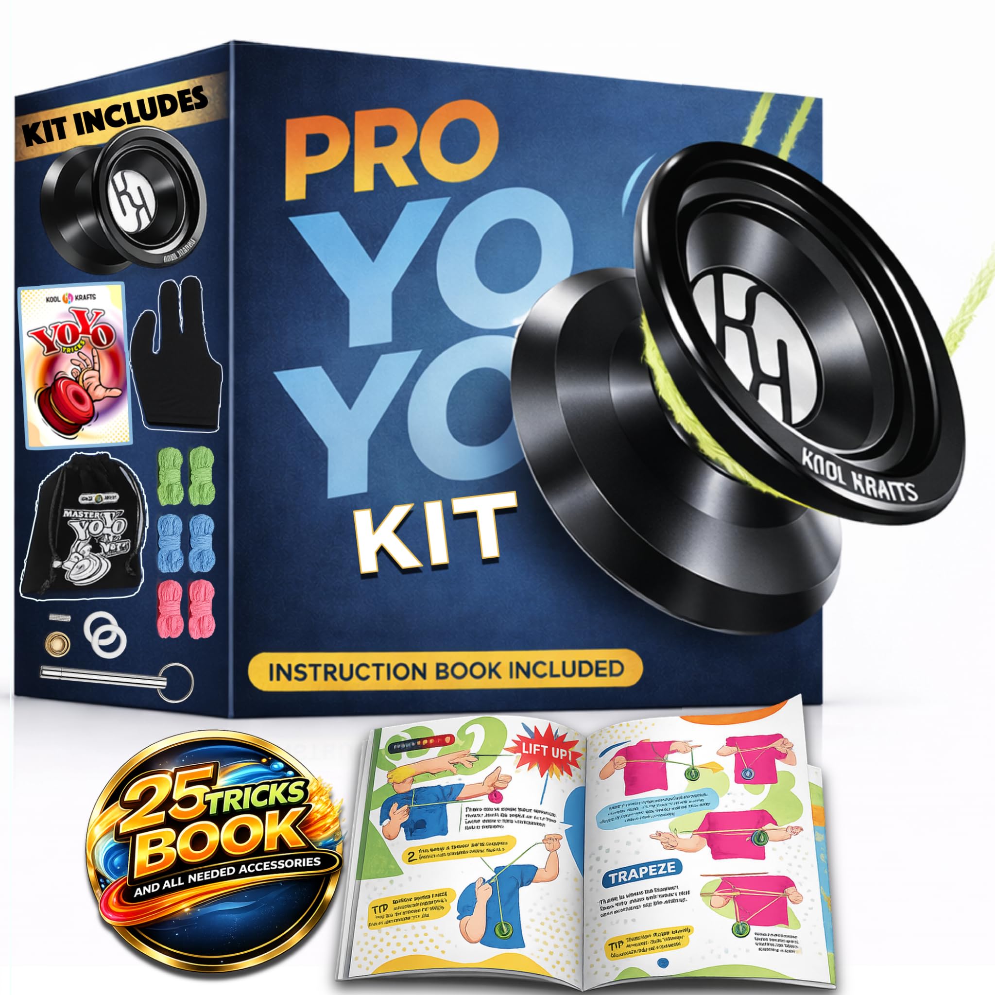 KOOL KRAFTS Master Yoyo Kit premium aluminum for stable, fast spins.