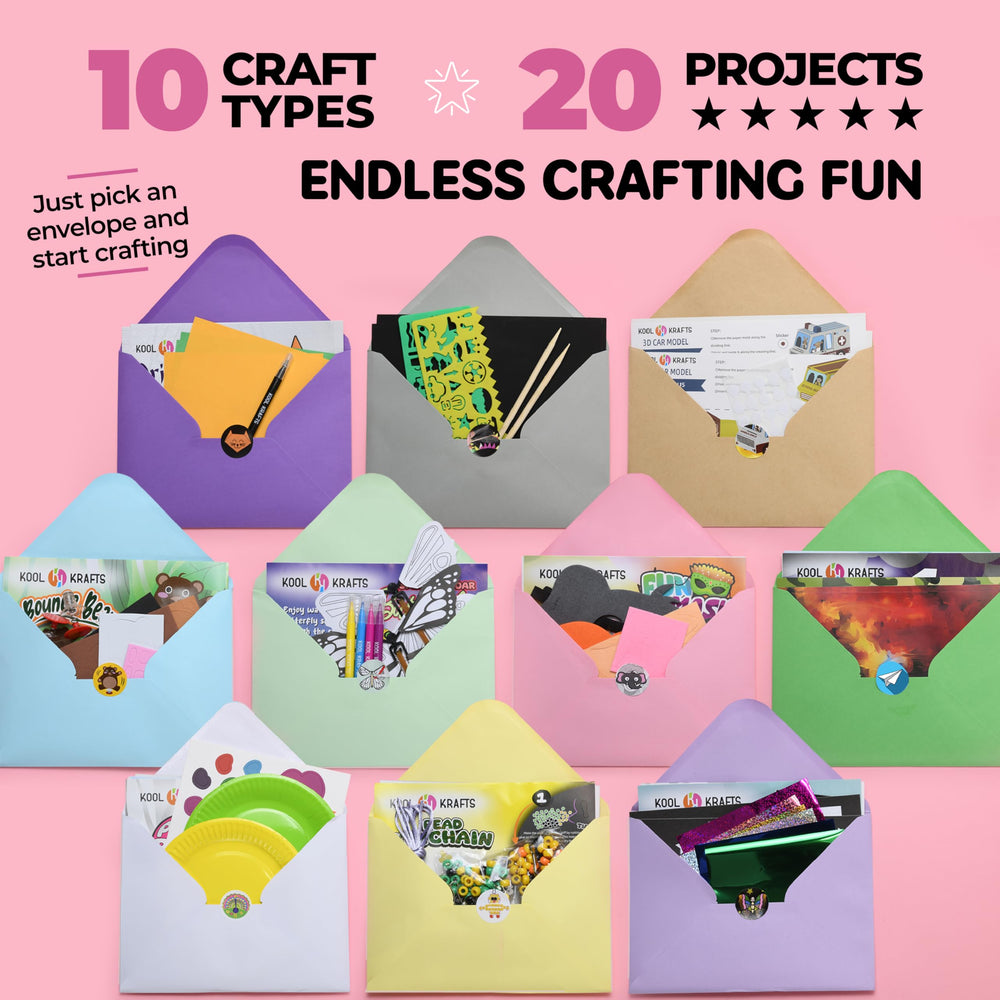 KOOL KRAFTS organized packs with clear labels simplify project selection.