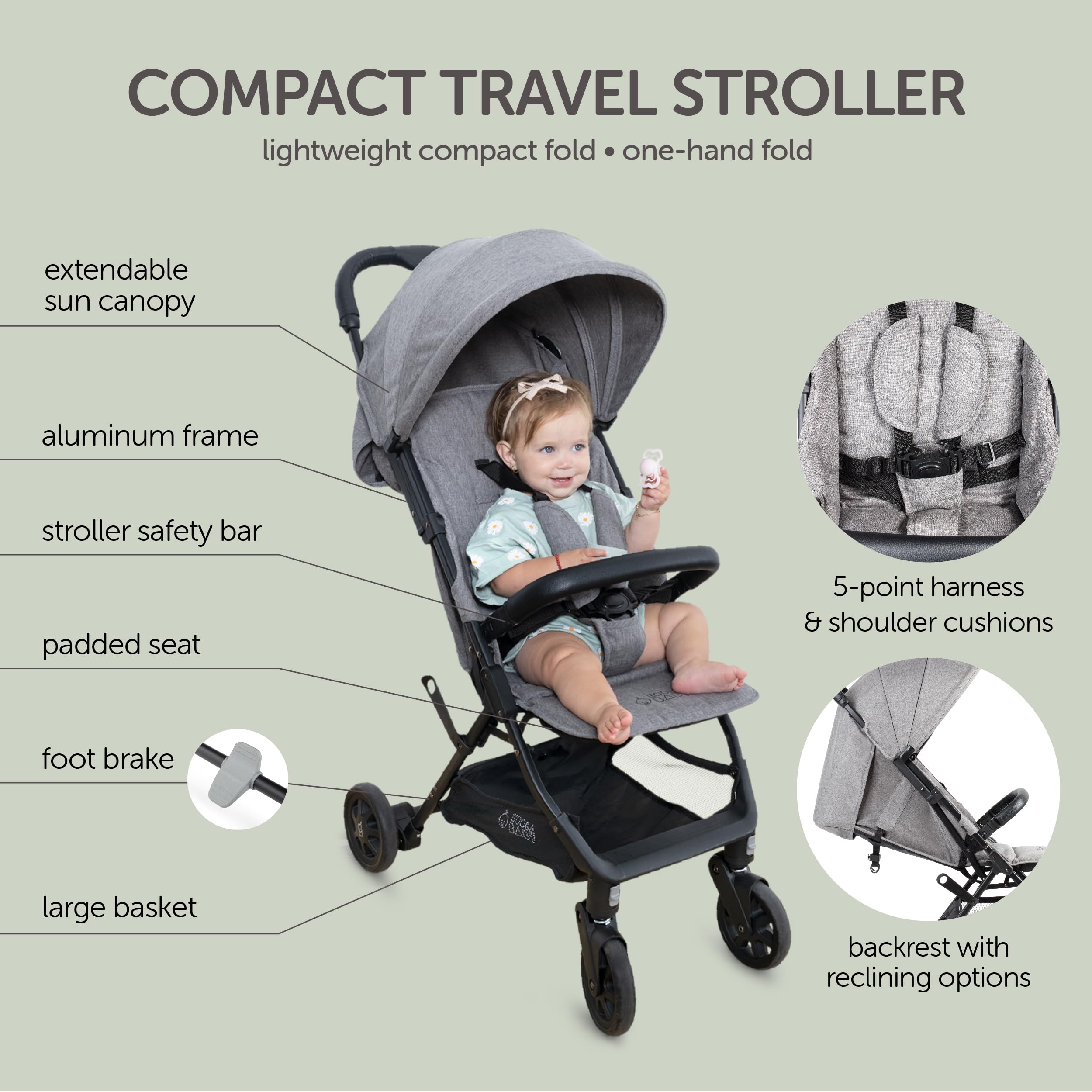 Koolababy stroller with multi-position recline for baby's comfort.