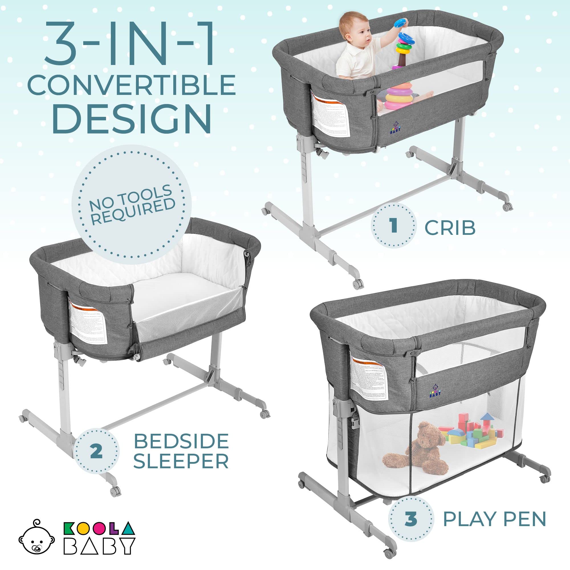 KoolerThings bedside sleeper grey, quick bedside conversion for easy night-time care.