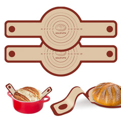 Koolstuffs silicone bread sling for Dutch oven enables smooth non-stick release.