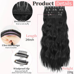 KoookaStyle clip-in long wavy extensions side view adds thickness