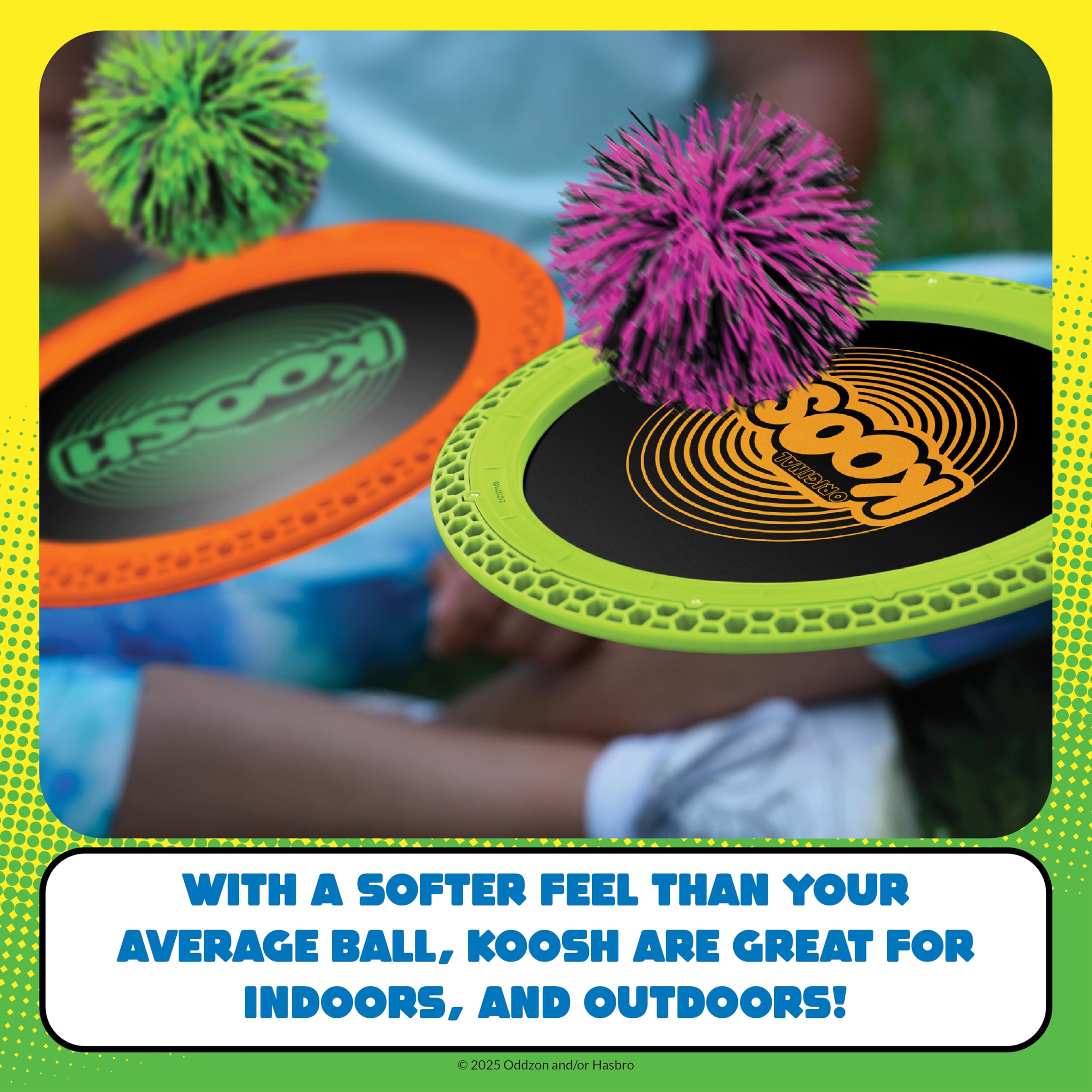 Koosh Paddle Playset delivers trampoline-like action for lively play.