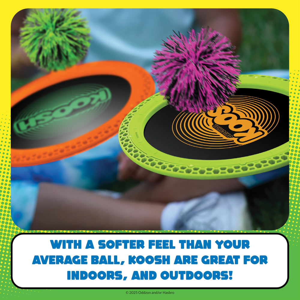 Koosh Paddle Playset delivers trampoline-like action for lively play.