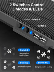Kootek laptop cooling pad with five blue LED fans for enhanced airflow