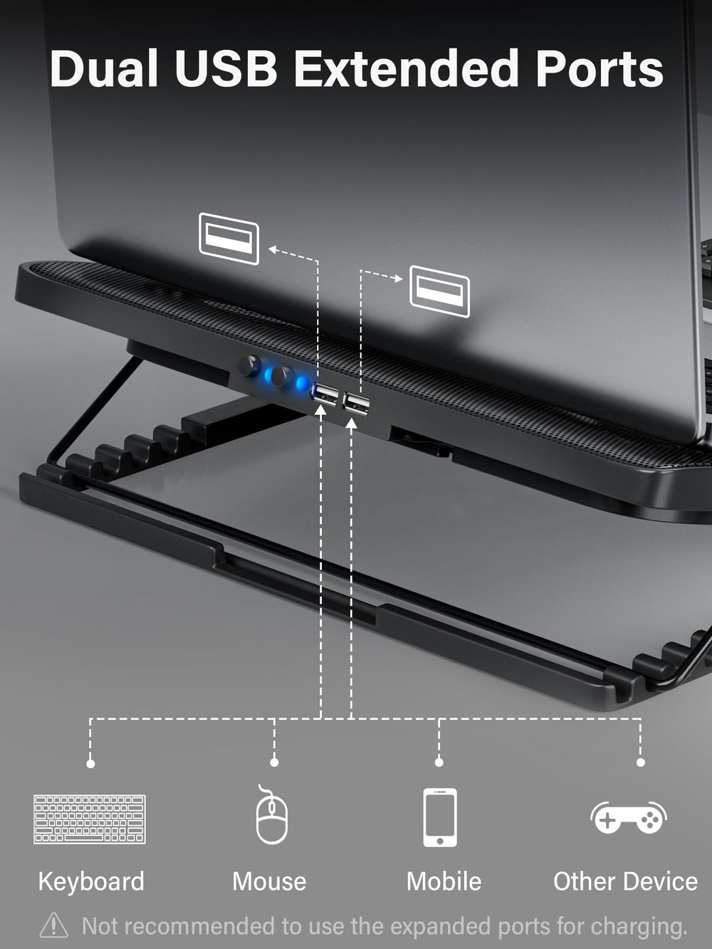Kootek laptop cooling pad anti-slip stoppers keeping laptops secure