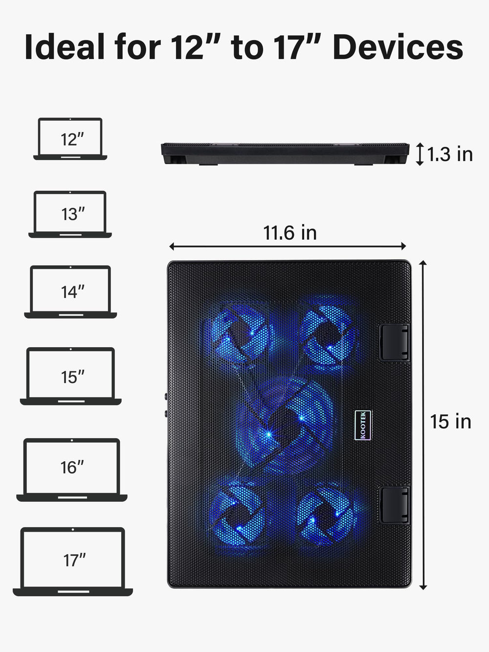 Kootek laptop cooling pad dual-USB hub supporting additional devices
