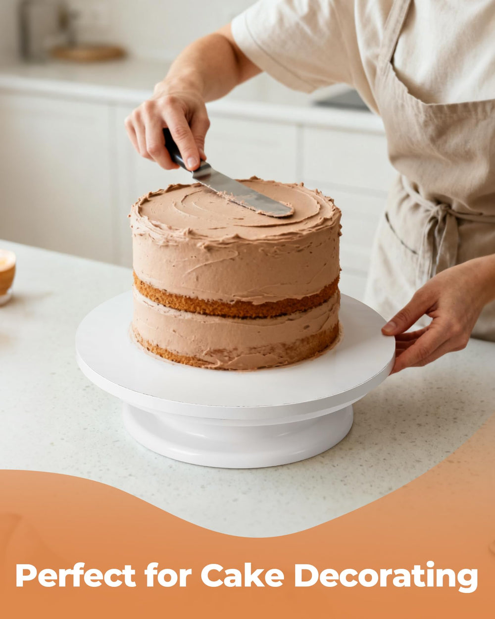 Kootek white round cake display emphasizes the centerpiece.