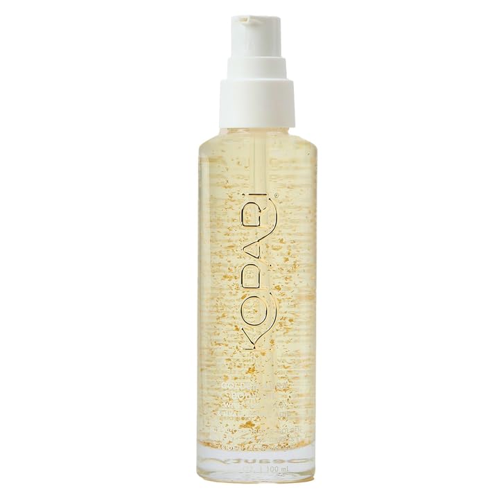 Kopari Golden Aura Oil bottle close-up highlighting radiant glow.