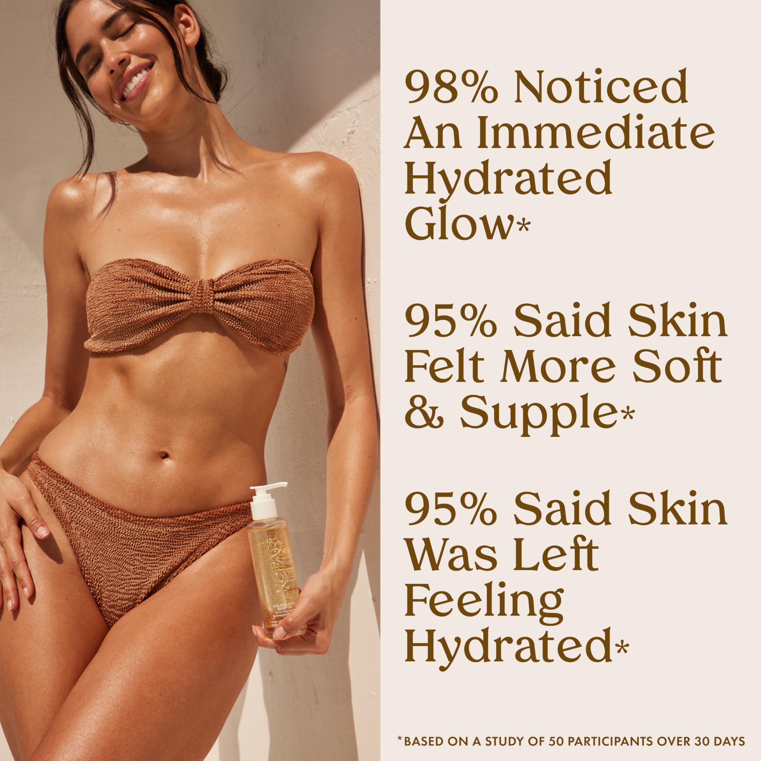 Kopari Golden Aura Oil applied on skin shows quick absorption.