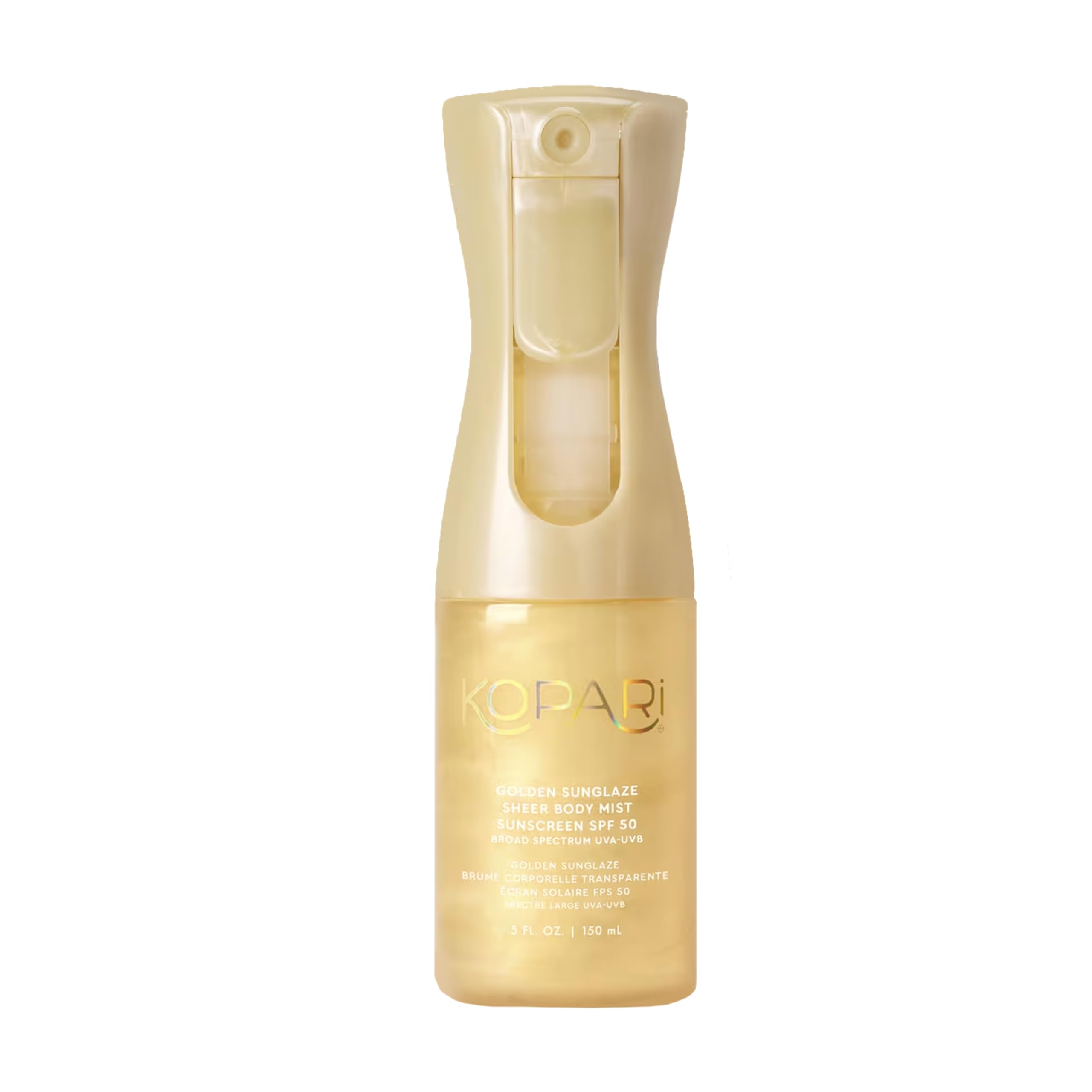 Kopari Golden Sunglaze SPF 50 bottle with shimmering glow for sun-kissed skin