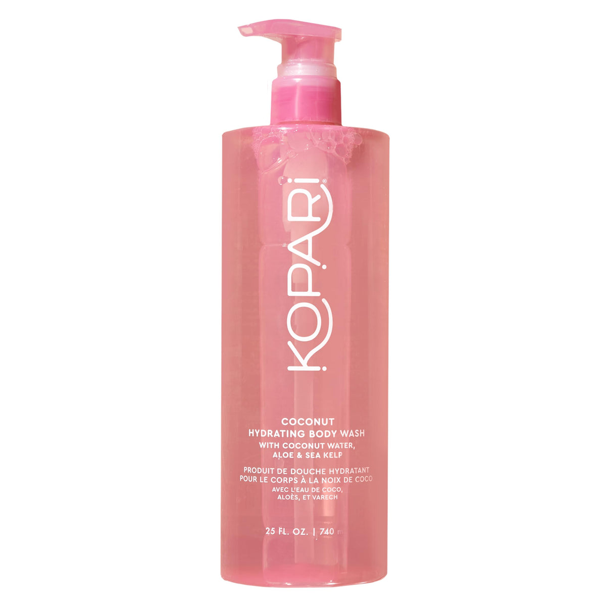 Kopari Jumbo Coconut Hydrating Body Wash bottle nourishes dry skin.