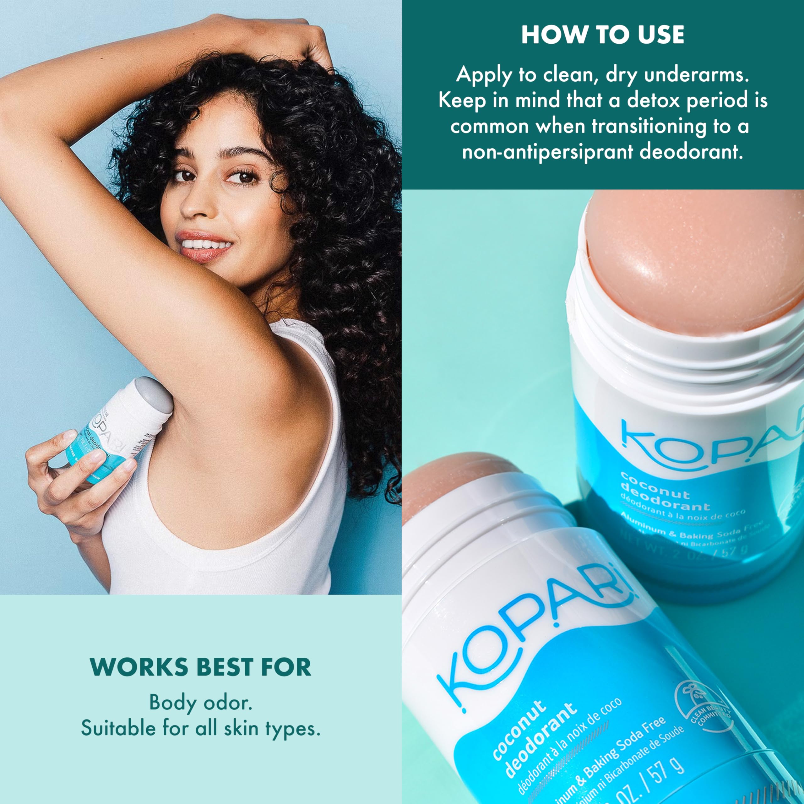Graphic of Kopari long-lasting protection with aluminum-free formula