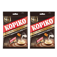 Kopiko Cappuccino Candy pack on a retail shelf, ideal for quick snacking.