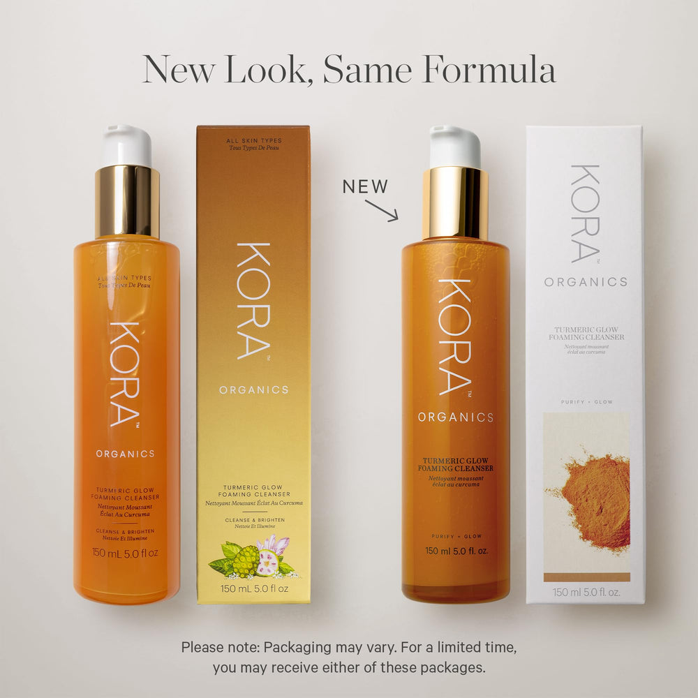 KORA Organics glow-ready routine image suggests pairing with serums or oils.