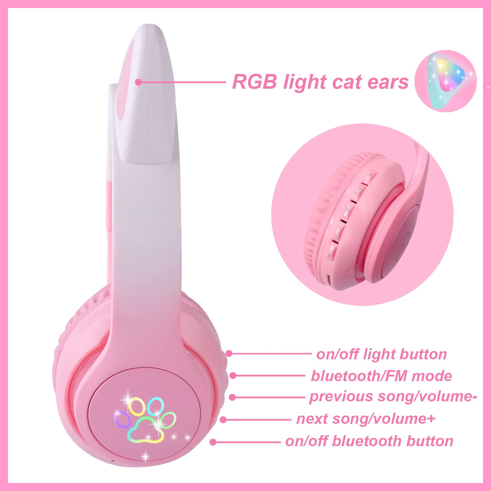 KORABA cat ear headphones wired mode with 3.5mm cable