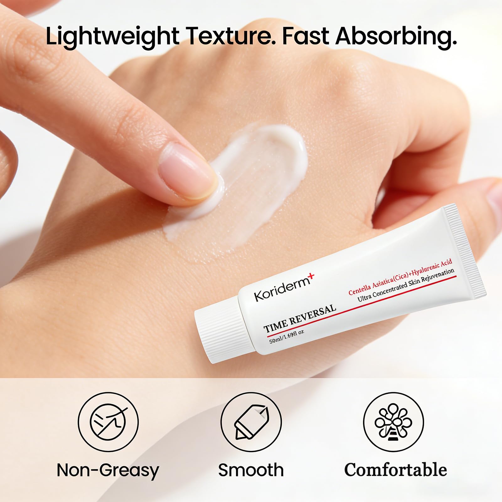 Healthy-looking skin after Koriderm Cream application with balanced moisture.