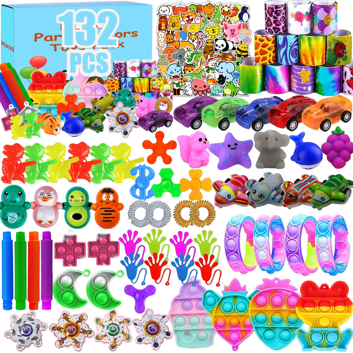Korilave 132-pcs party favors pack for kids, ideal for classroom rewards.