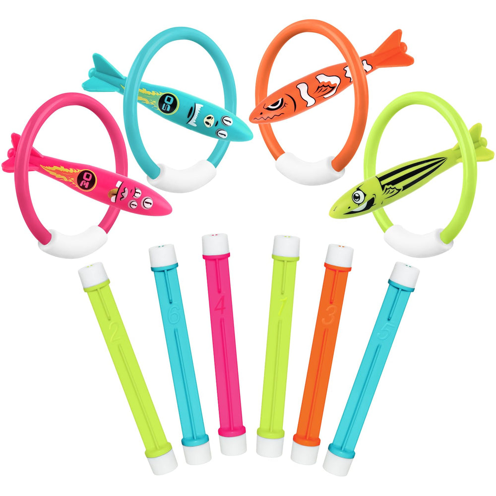 Korlon Tec pool diving sticks set for kids enhances pool training and fun