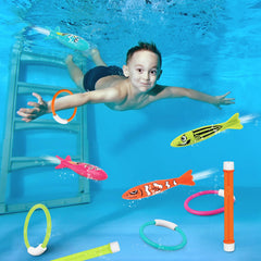Korlon Tec pool rings set in bright colors for easy grasp and play
