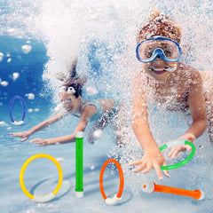Korlon Tec brightly colored toys stand upright on the pool floor during games