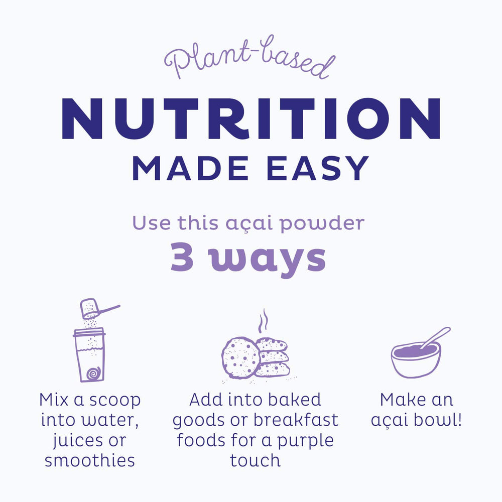 KOS Acai powder in yogurt cup offers convenient plant-based nutrition.