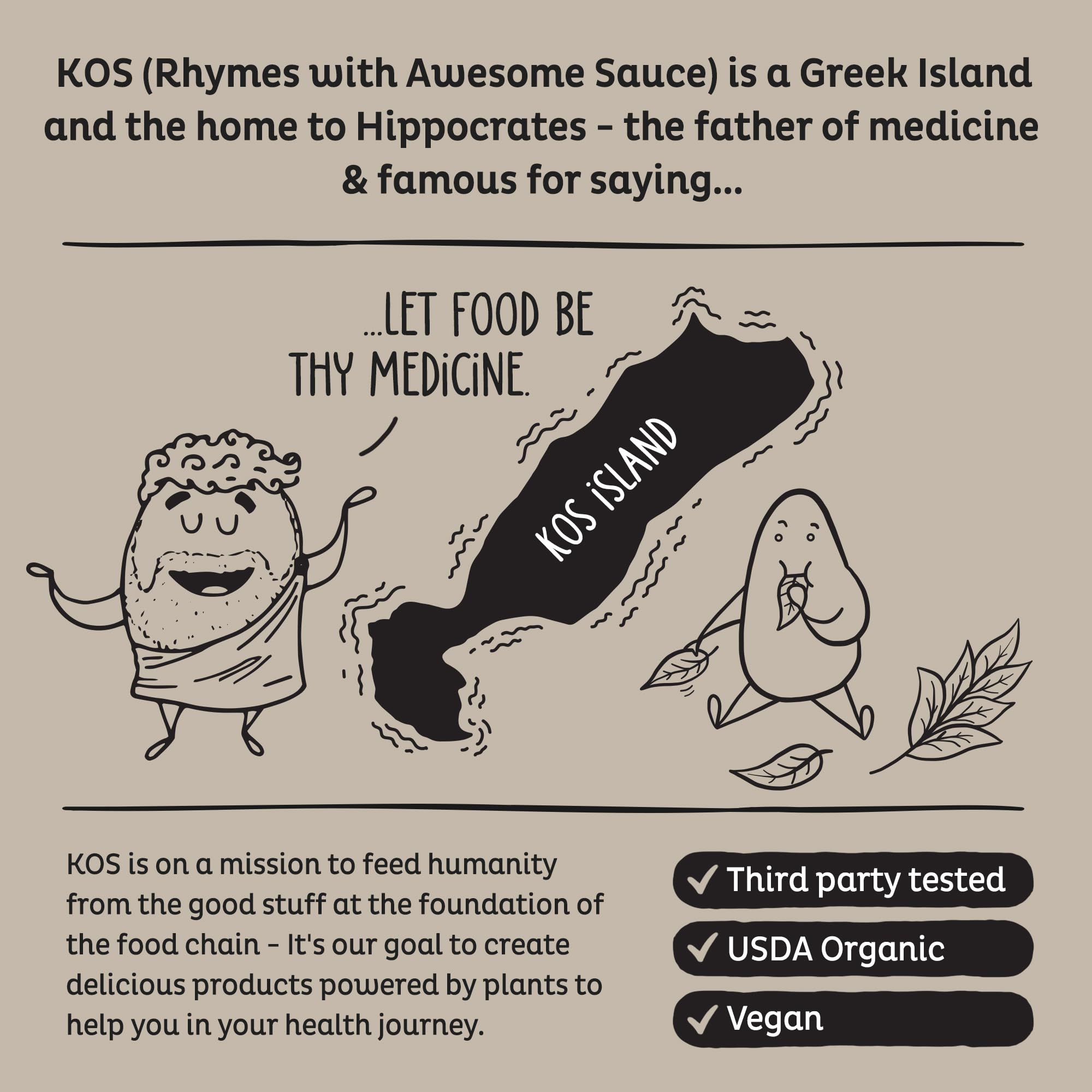 KOS organic certification seal focuses on trusted organic sourcing.