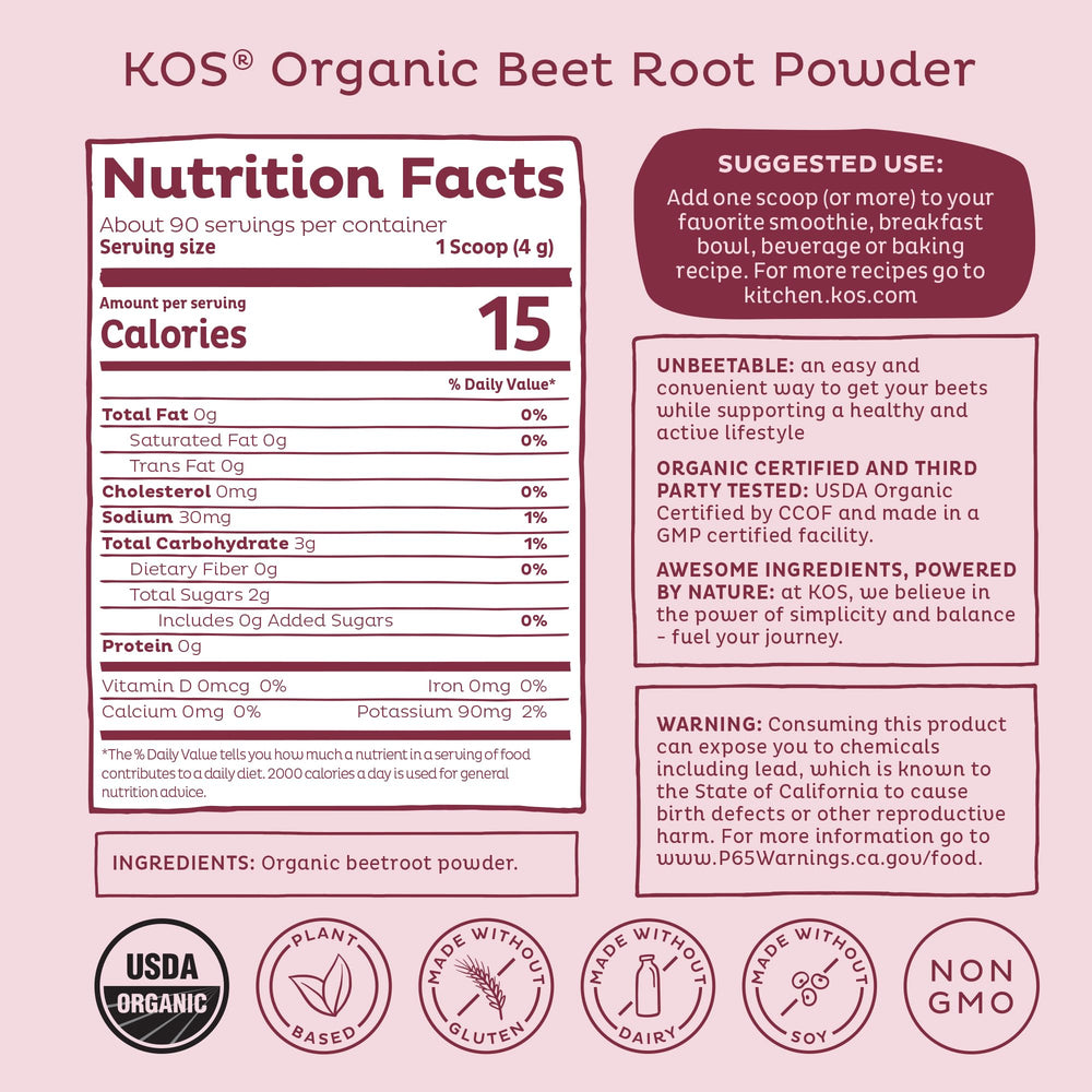 KOS Organic Beetroot Powder in baking adds natural color.