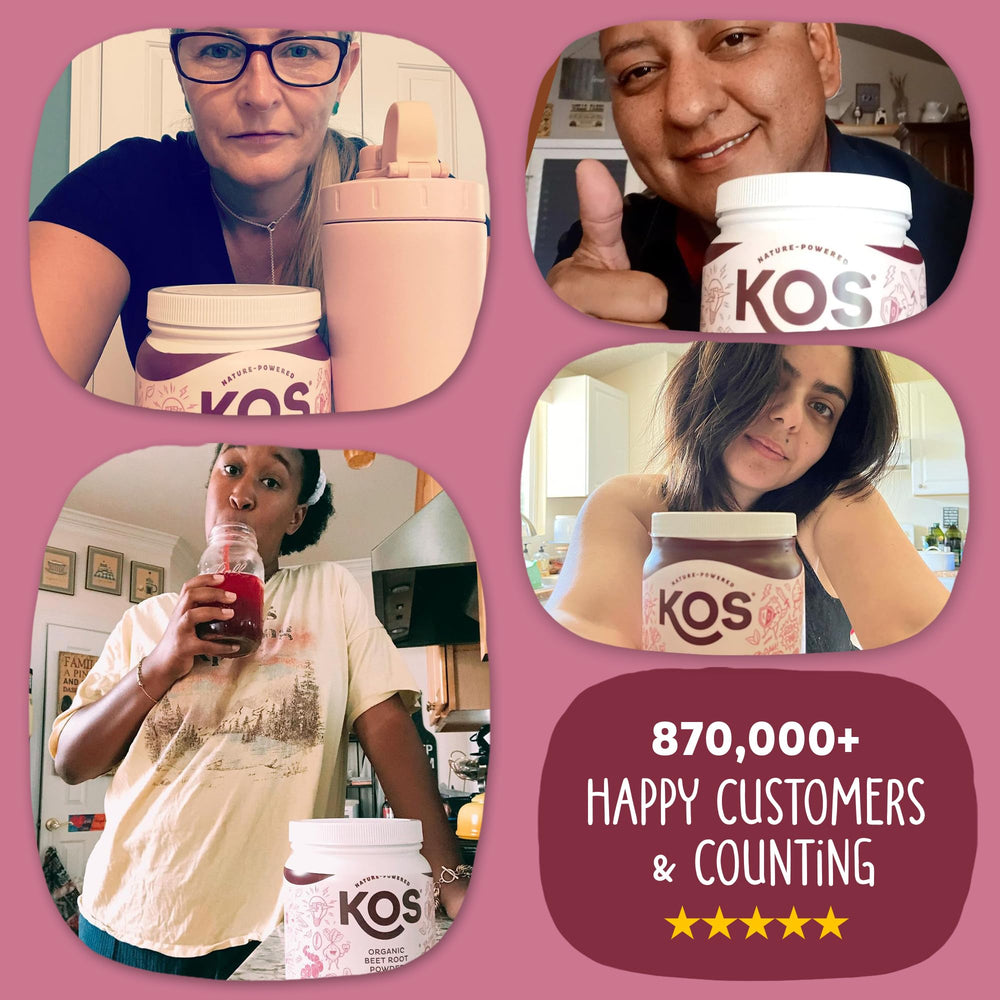 KOS Organic Beetroot Powder stirred into hummus creates vibrant dip.
