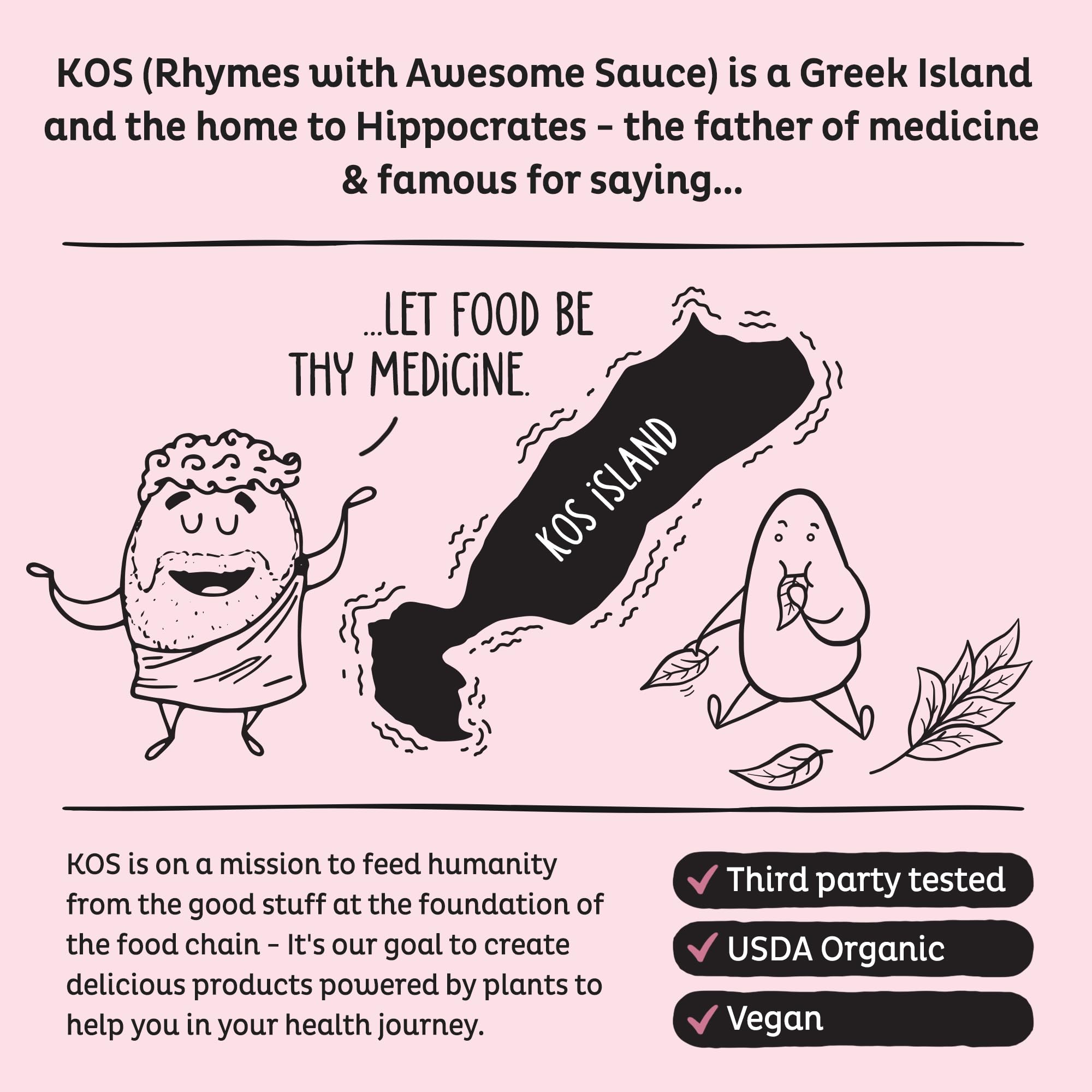 KOS organic certification label confirms USDA Organic status.