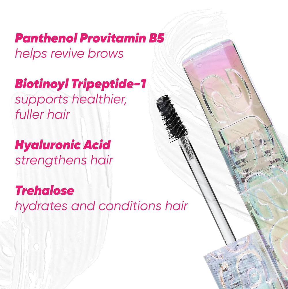 Kosas Air Brow Gel formula nourishes with castor oil and panthenol.
