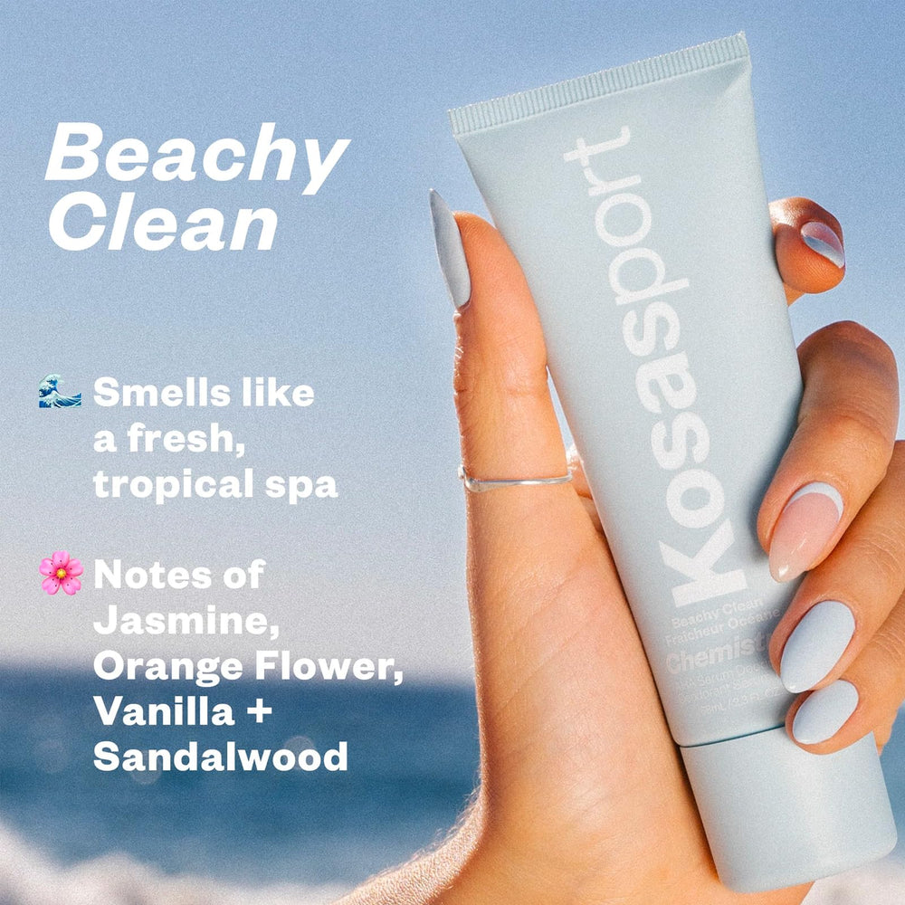 Kosas Chemistry Deodorant underarm application shown with cooling roller.
