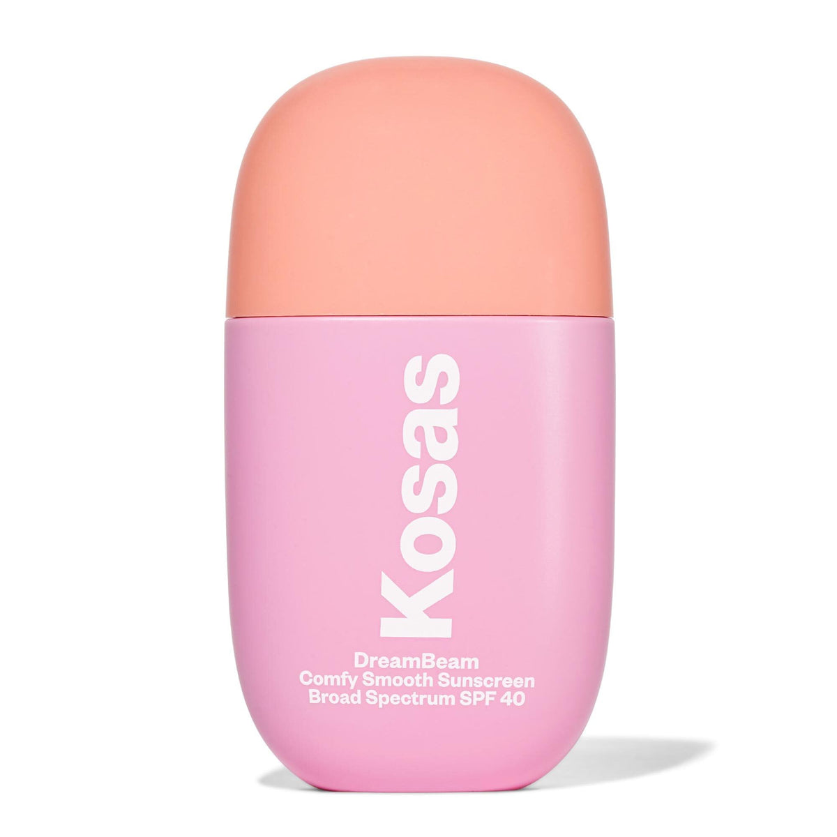 Kosas DreamBeam SPF 40 bottle closeup, mineral protection for daily use.