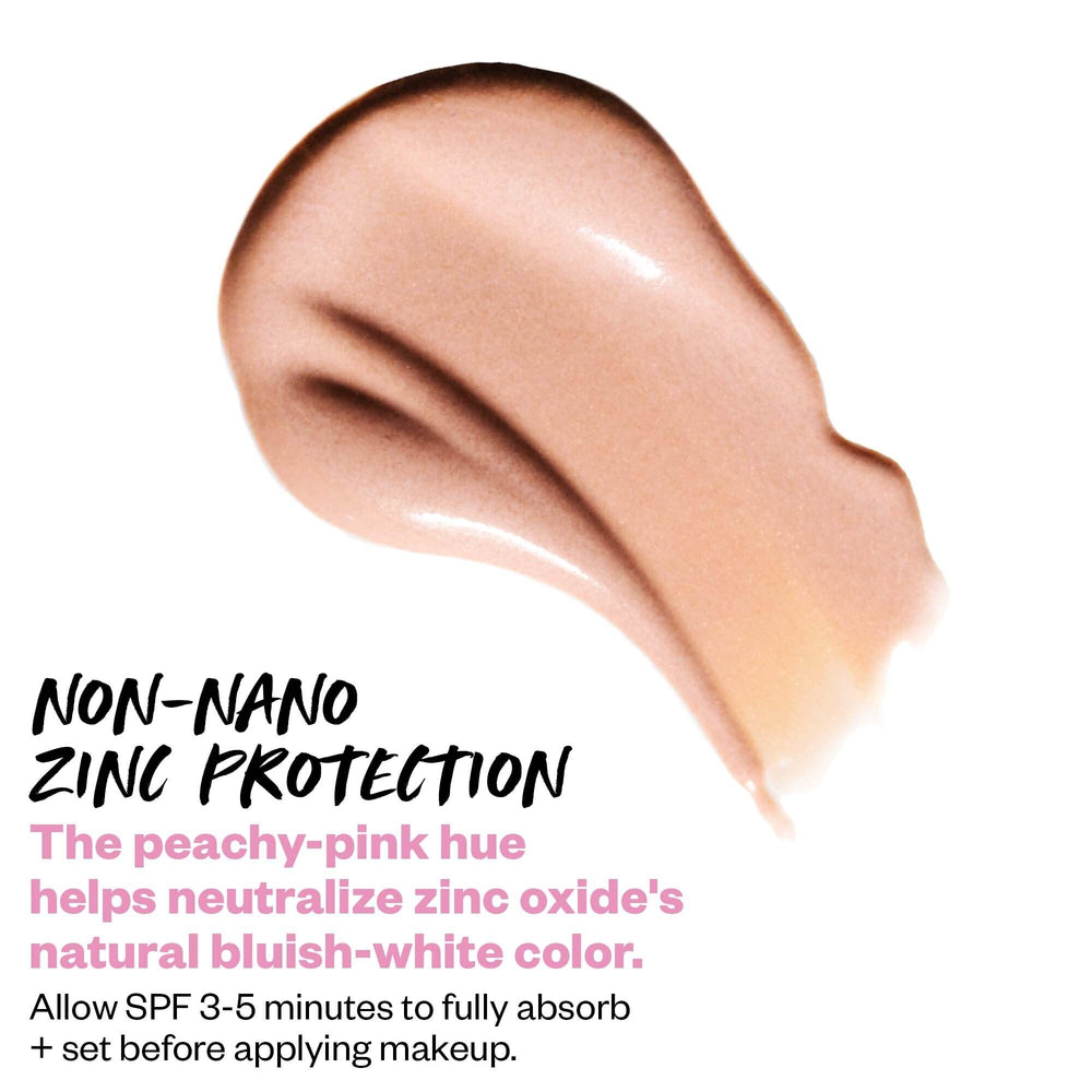 Kosas DreamBeam SPF 40 hydration with ceramides and hyaluronic acid helps maintain moisture.