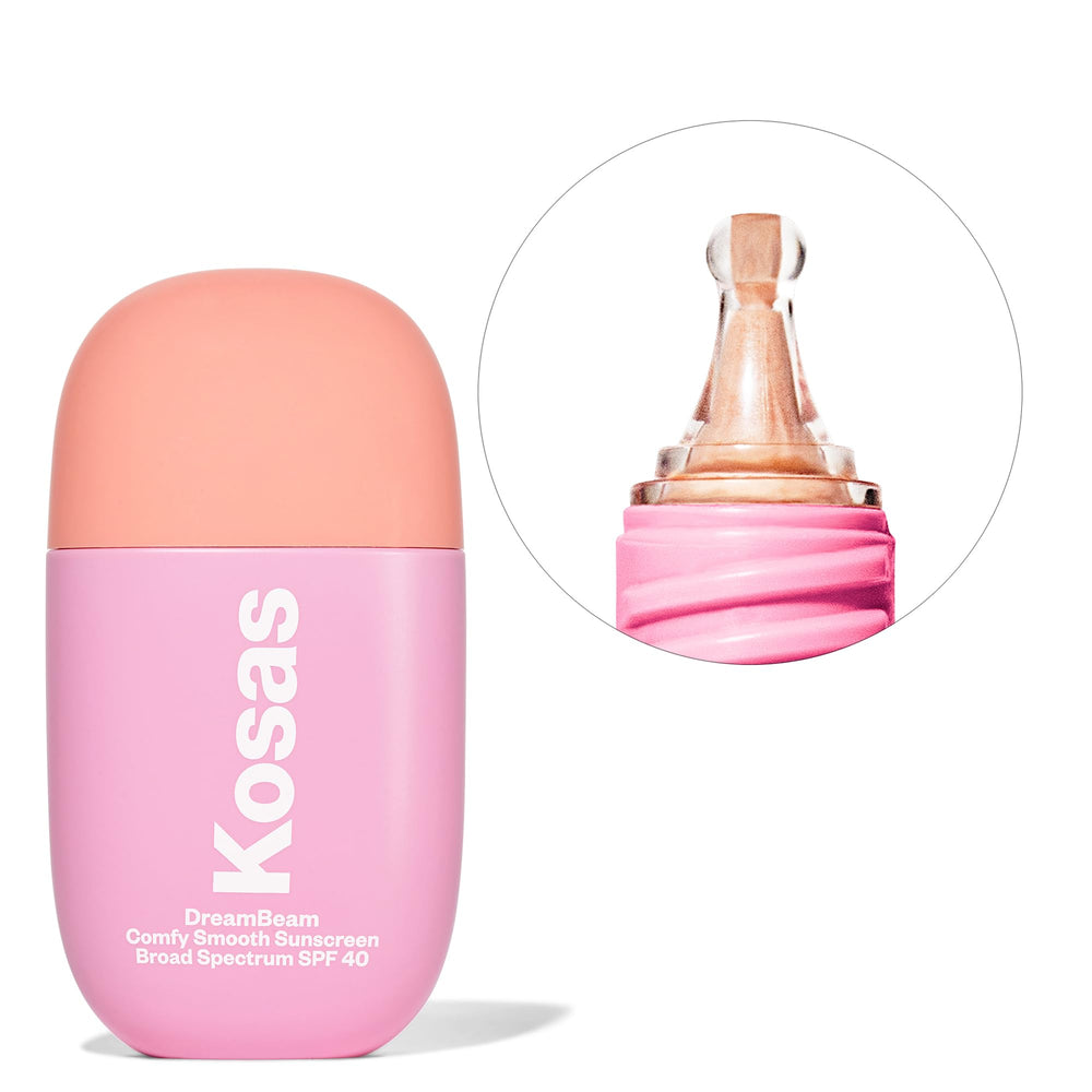 Kosas DreamBeam SPF 40 pump dispense for easy, even application.