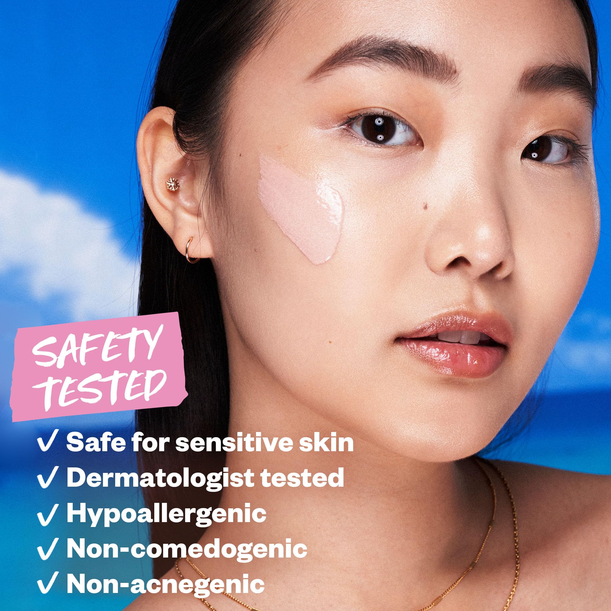 Kosas DreamBeam SPF 40 swirl on hand demonstrates sheer, blendable coverage.