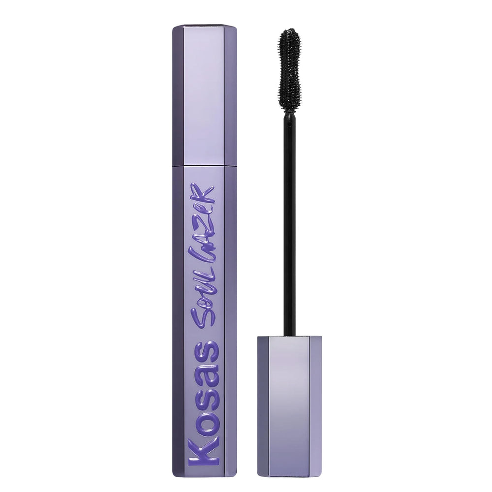 Kosas Soulgazer lengthening brush close-up showing lift and separation for fluttery lashes