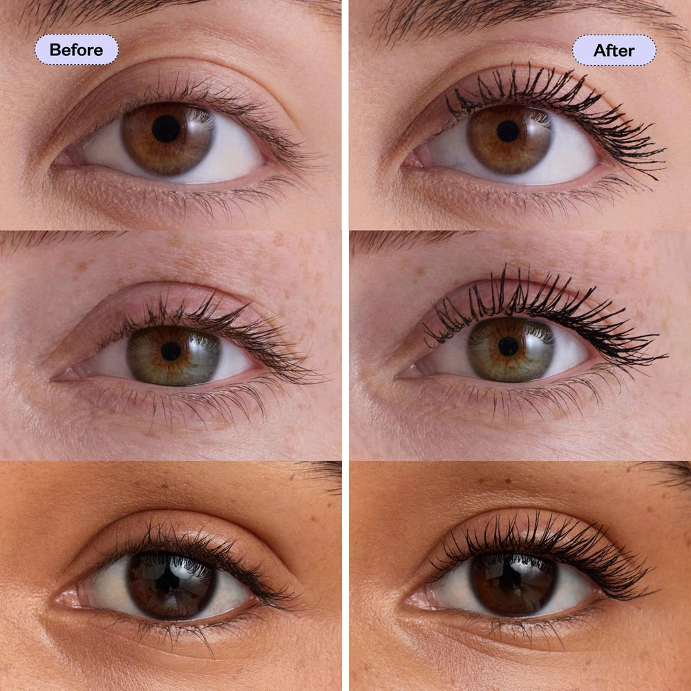 Kosas Soulgazer lashes with visible length from the curved wand